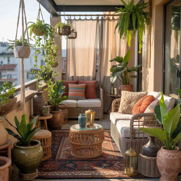 balkon w stylu boho