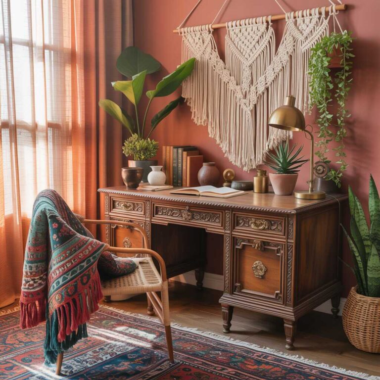 biuro w stylu boho