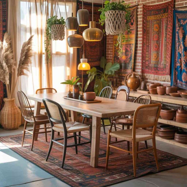 jadalnia w stylu boho
