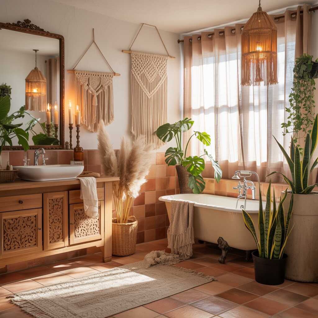 łazienka w stylu boho