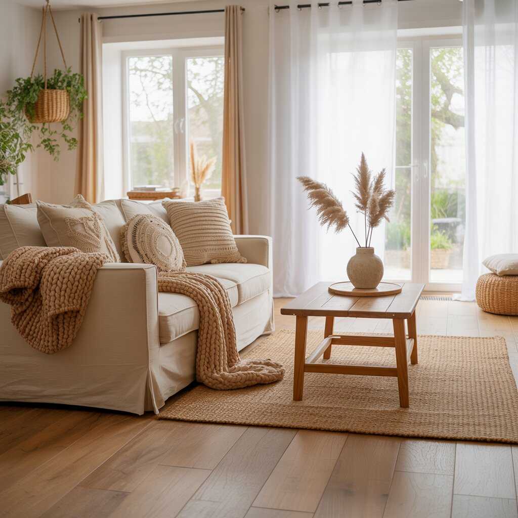 salon w stylu scandi boho