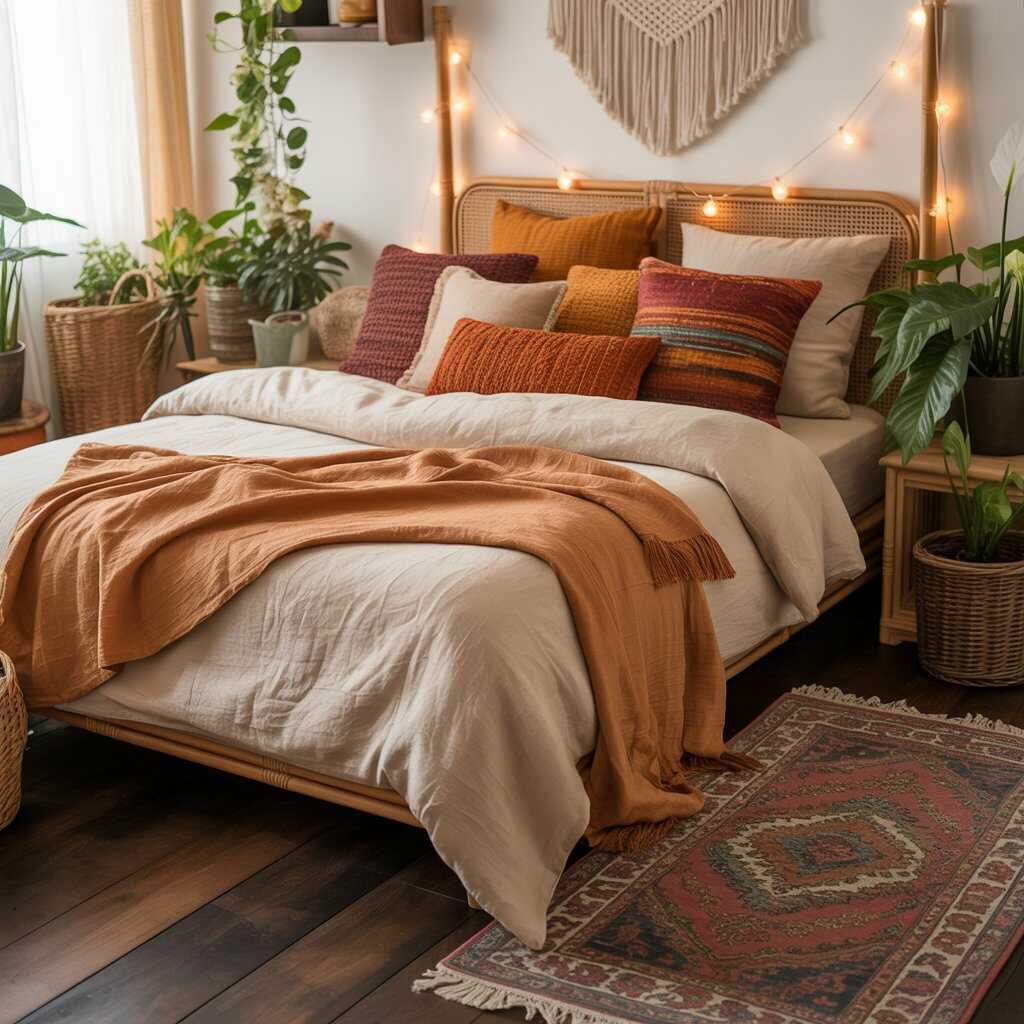 łóżka w stylu boho