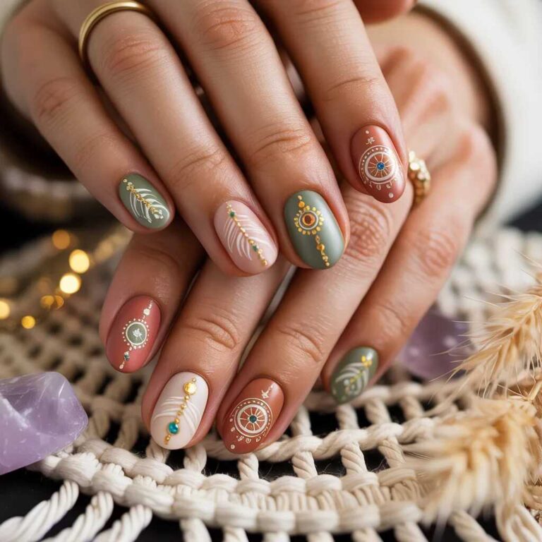 paznokcie w stylu boho