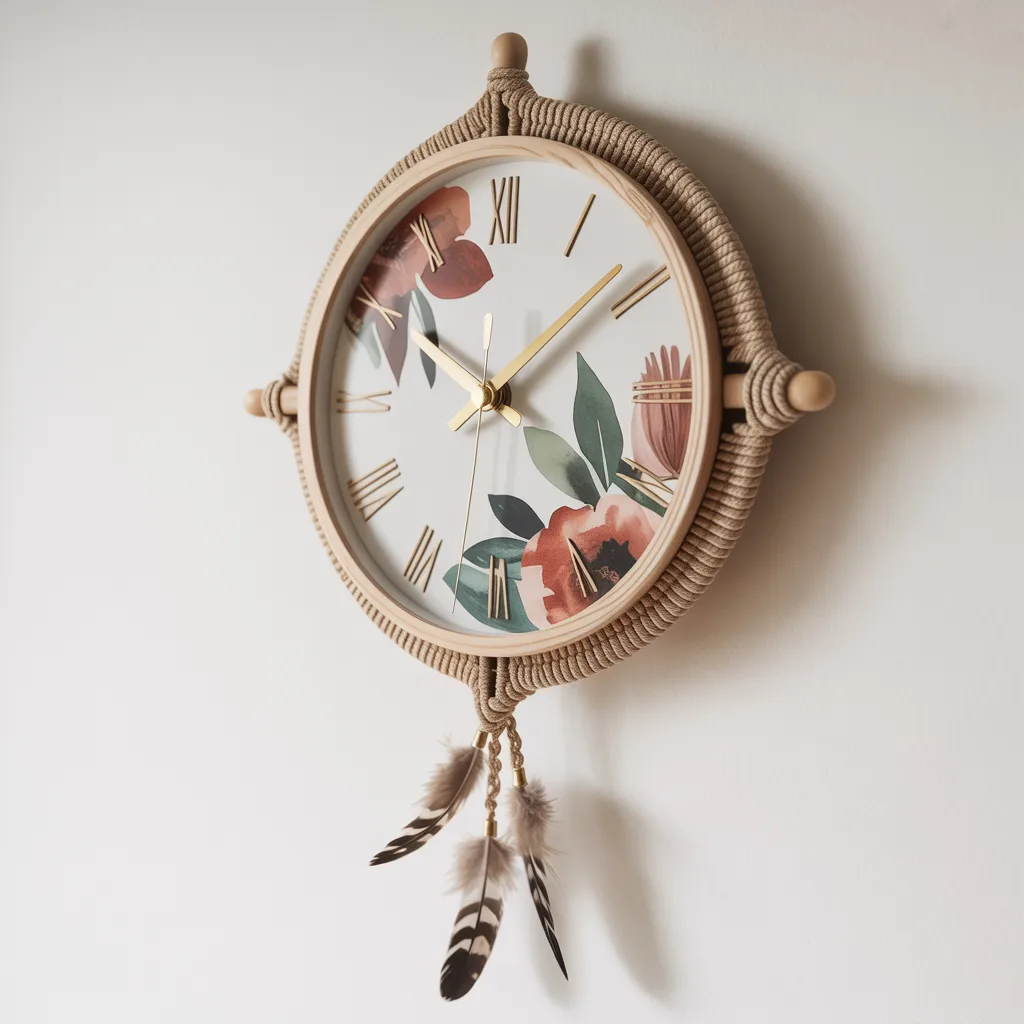 zegar w stylu boho